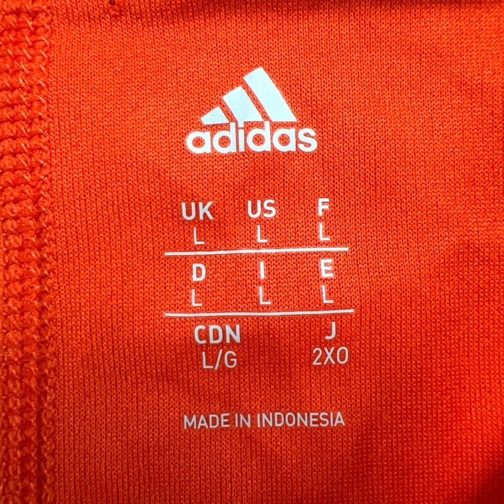 Adidas Climacool T Shirt Mens Large Orange Logo Print 3 Stripes Crewneck Running